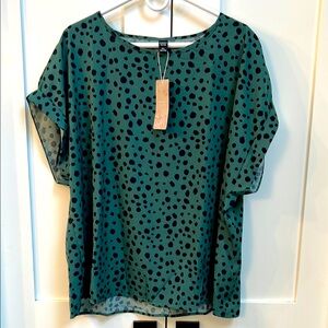 SHEIN Emery Rose Green Short Sleeve Blouse